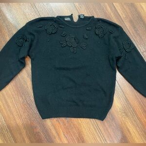 Beautifully Mine Silk And Angora Blend Floral Sweater 00s Y2K Chic Women’s Med